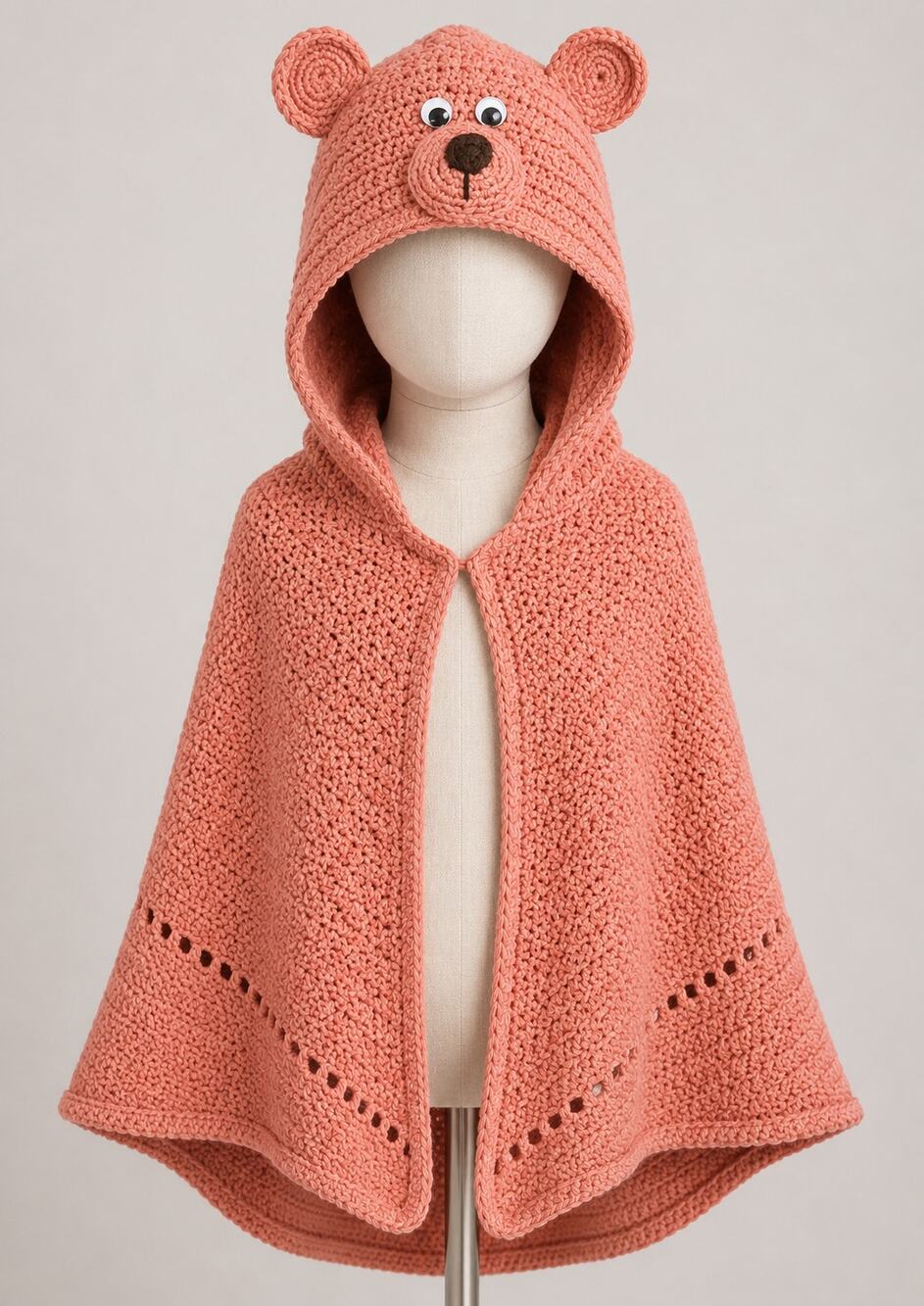 Teddy Bear Wrap Towel Cover up Childs Kids Handmade Vintage Knitted